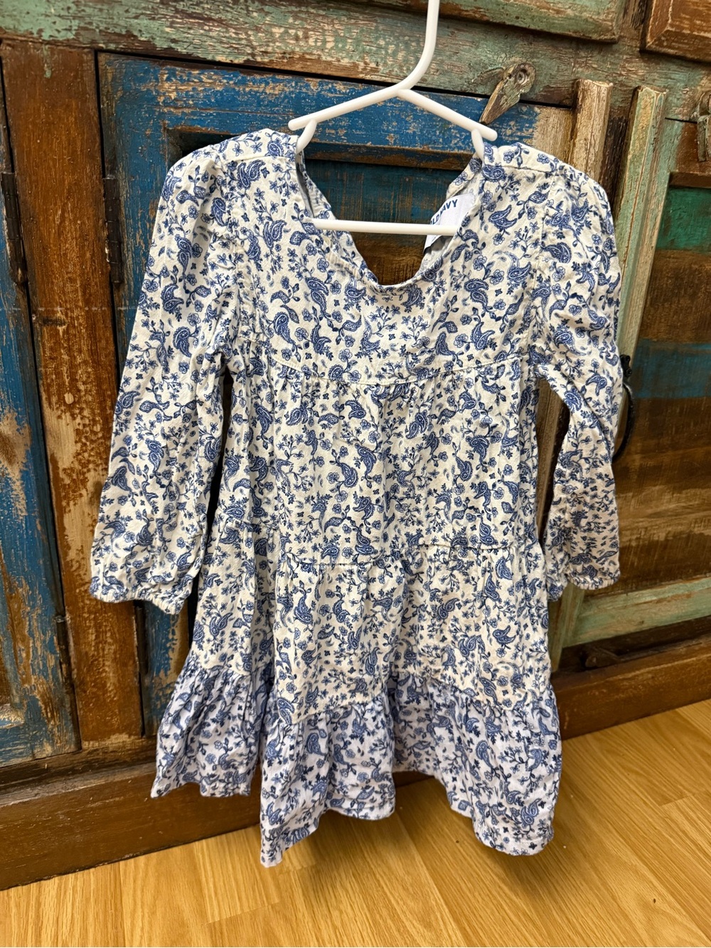 Old Navy White Dress with Blue Floral Print